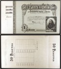 1892. Banco de Valls. 50 pesetas. (Ruiz y Alentorn 926). 1 de abril, Luis Bonifás. Serie B. Sin firmas y con matriz lateral izquierda. S/C-.