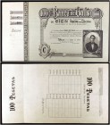 1892. Banco de Valls. 100 pesetas. (Ruiz y Alentorn 927). 1 de abril, Marqués de Vallgornera. Serie C. Sin firmas y con matriz lateral izquierda. Esca...