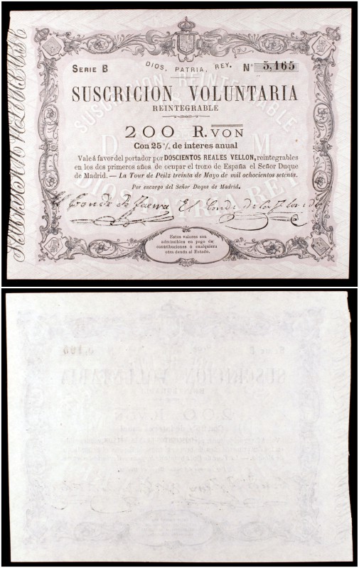 1870. La Tour de Peilz. 200 reales de vellón. (Ed. A206) (Ed. 197) (Filabo 11CR)...