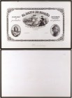 1872. 100 escudos. (Ed. B37p) (Ed. 253p) (Filabo 37p). 30 de noviembre. Prueba sobre papel, adherido a una cartulina blanca. Viñetas de la cosecha y M...