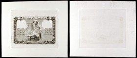 (1882). 25 pesetas. (Ed. falta) (Ed. NE8P) (Filabo pág. 479) (BBE. 157). (1 de mayo). Prueba de grabado calcográfico del reverso de un billete que no ...