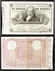 1886. 25 pesetas. (Ed. B76) (Ed. 292) (Filabo 76) (Ruiz y Alentorn 128) (BBE. 186-187) (Pick 34). 1 de octubre, Goya. Raro. MBC-.