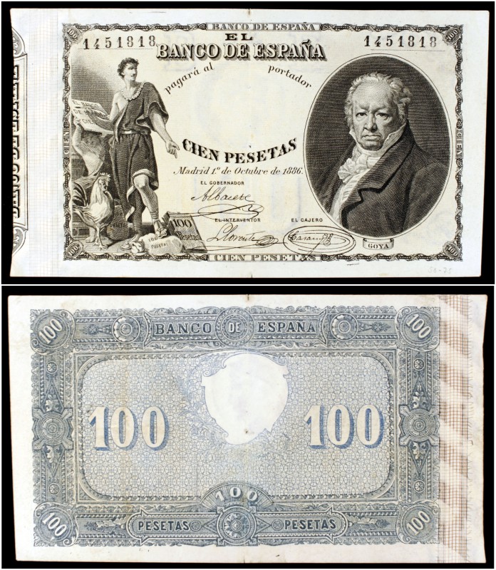 1886. 100 pesetas. (Ed. B78) (Ed. 294) (Filabo 78) (Ruiz y Alentorn 130) (BBE. 1...