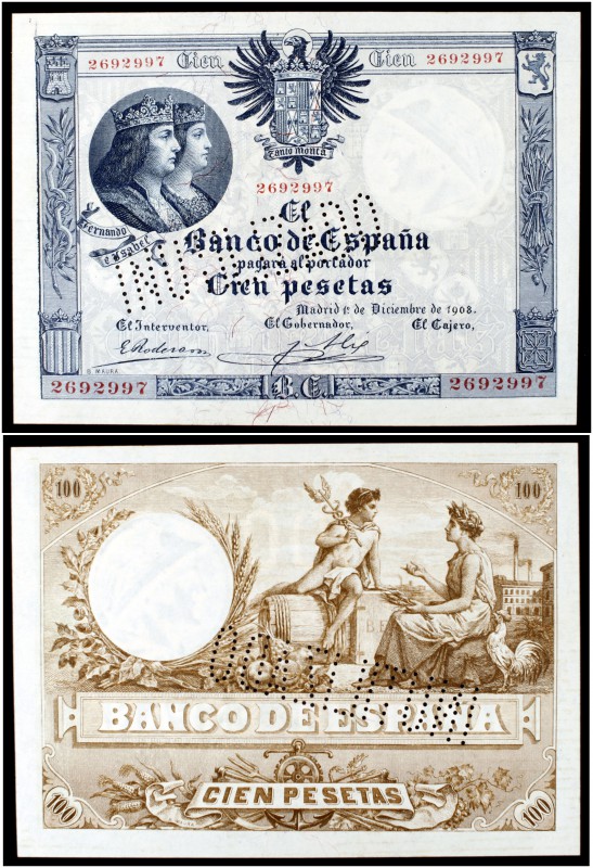 1938. 100 pesetas. (Ed. NE15, mismo ejemplar) (Pick 68). 1 de diciembre, Reyes C...