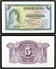 1935. 5 pesetas. (Ed. C14a) (Ed. 363a) (Filabo 147a) (Pick 85a). Serie A. Leve doblez central. EBC+.
