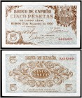 1936. Burgos. 5 pesetas. (Ed. D18) (Ed. 417) (Filabo 219) (Pick 97a). 21 de noviembre. Raro y más así. S/C-.