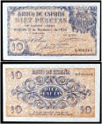 1936. Burgos. 10 pesetas. (Ed. D19) (Ed. 418) (Filabo 220) (Pick 98a). 21 de noviembre. Raro y más así. S/C-.