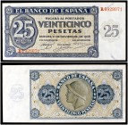 1936. Burgos. 25 pesetas. (Ed. D20a) (Ed. 419a) (Filabo 221a) (Pick 99a). 21 de noviembre. Serie R. Raro así. S/C-.