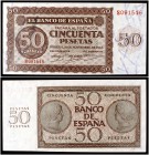 1936. Burgos. 50 pesetas. (Ed. D21a) (Ed. 420a) (Filabo 222a) (Pick 100a). 21 de noviembre. Serie S, última emitida. Raro así. S/C.