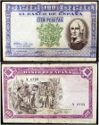 1937. Burgos. 100 pesetas. (Ed. NE42, mismo ejemplar) (Ruiz y Alentorn 349) (Filabo NE23) (Pick 106c). 18 de julio, General Castaños. Este billete for...
