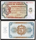 1938. Burgos. 5 pesetas. (Ed. D36a) (Ed. 435a) (Filabo 237a) (Pick 110a). 10 de agosto. Serie B. S/C-.