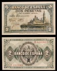 1940. 2 pesetas. (Ed. falta) (Ed. NE51P y NE51Pa, mismos ejemplares) (Filabo NE33, mismos ejemplares). (14 de octubre), Basílica de El Pilar. Pruebas ...