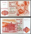 1980. 2000 pesetas. (Ed. E5m) (Ed. 479M) (Filabo 289m) (Pick 159 var). 22 de julio, Juan Ramón Jiménez. MUESTRA y numeración 0000000 en rojo en anvers...