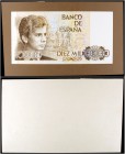 (1985). 10000 pesetas. (Ed. falta) (Ed. 481AP, mismo ejemplar). Príncipe Felipe. Prueba de reverso en marrón. Rara. S/C.