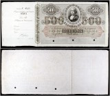 18... Banco Español de la Habana. 500 pesos. (Ed. CU20m) (Ed. 20M) (Filabo 19CU, mismo ejemplar) (Pick 25 dice "requiere confirmación"). Cristobal Col...