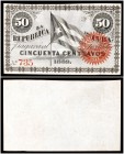 1869. La República de Cuba. 50 centavos. (Ed. CU27) (Ed. 30) (Filabo 27CU) (Pick 54). (10 de julio). Sin firma, con numeración. Con sello rojo. EBC-....