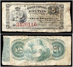 1876. Banco Español de la Habana. 5 centavos. (Ed. CU39) (Ed. 42) (Filabo 39CU) (Pick. 29b). 15 de mayo. Serie A. BC+.