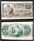 1883. Banco Español de la Habana. 5 centavos. (Ed. CU40) (Ed. 43) (Filabo 40CU) (Pick. 29d). 6 de agosto. Serie A. Fondo blanco. MBC-.