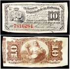 1876. Banco Español de la Habana. 10 centavos. (Ed. CU42) (Ed. 45) (Filabo 42CU) (Pick. 30b). 15 de mayo. Serie G. MBC.