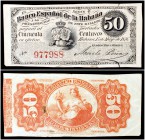 1876. Banco Español de la Habana. 50 centavos. (Ed. CU47) (Ed. 50) (Filabo 47CU) (Pick. 30b). 15 de mayo. Serie F. MBC-.