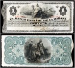 1872. Banco Español de la Habana. 1 peso. (Ed. CU48) (Ed. 51) (Filabo 48CU) (Pick. 27a). 15 de junio. Serie D. Escaso así. MBC+.