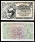 1891. El Tesoro de la Isla de Cuba. 20 pesos. (Ed. CU62) (Ed. 65) (Filabo 63CU) (Pick. 41b). 12 de agosto. Sin firmas. Muy raro así. EBC.