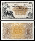 1891. El Tesoro de la Isla de Cuba. 50 pesos. (Ed. CU63) (Ed. 66) (Filabo 64CU) (Pick. 42b). 12 de agosto. Sin firmas. Raro así. EBC-.