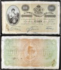 18... Banco Español de la Isla de Cuba. 100 pesos. (Ed. CU72, mismo ejemplar) (Ed. 75, mismo ejemplar) (Filabo 73CU) (Pick. 51). (15 de mayo). Serie C...