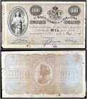1896. Banco Español de la Isla de Cuba. 1000 pesos. (Ed. CU74) (Ed. 77) (Filabo 75CU) (Pick. 51B). 15 de mayo. Serie A. Pequeños agujeritos de polilla...