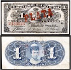 1896. Banco Español de la Isla de Cuba. 1 peso. (Ed. CU77) (Ed. 80) (Filabo 79CU) (Pick. 47b). 15 de mayo. Serie G. Con sobrecarga PLATA en anverso. M...