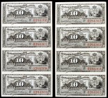 1897. Banco Español de la Isla de Cuba. 10 centavos. (Ed. CU81) (Ed. 84) (Filabo 83CU) (Pick. 52). 15 de febrero. 8 billetes correlativos sin cortar. ...