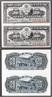 1897. Banco Español de la Isla de Cuba. 20 centavos. (Ed. CU82) (Ed. 85) (Filabo 84CU) (Pick. 53). 15 de febrero. 2 billetes, sin cortar. S/C.