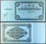 1896. Manila. Banco Español Filipino. 25 pesos fuertes. (Ed. F13m) (Ed. 13M) (Filabo 13FLm) (Pick. A9). 1 de junio. Muestra en azul, nº 00001 en rojo....
