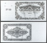 1904. Manila. Banco Español Filipino. 10 pesos. (Ed. F18m) (Ed. 18M) (Filabo 17FLm) (Pick. A32). 1 de enero. Muestra sin firmas, sin numerar, con matr...