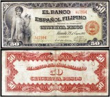 1908. Manila. Banco Español Filipino. 50 pesos. (Ed. F26) (Ed. 26) (Filabo 25FL) (Pick. 4). 1 de enero. Raro. MBC-.
