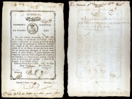 1813. Tesorería Nacional de Puerto Rico. 25 pesos. (Ed. PR2, mismo ejemplar) (Ed. 4, mismo ejemplar) (Filabo 2PR). 12 de junio. No conocemos ningún ot...