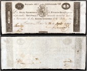 1815. Puerto Rico. Real Tesorería. 3 pesos. (Ed. PR3, mismo ejemplar) (Ed. 7, mismo ejemplar) (Filabo 3PR, mismo ejemplar) (Ruiz y Alentorn 793) (Pick...