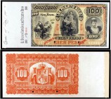 1894-1897. Banco Español de Puerto Rico. 100 pesos. (Ed. PR17m, mismo ejemplar) (Ed. 22M, mismo ejemplar) (Filabo 11PR) (Pick 30). Busto de la Regenta...