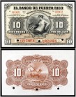(1901-1904). Banco de Puerto Rico. 10 pesos / 10 dólares. (Ed. PR21m) (Ed. 26M) (Filabo 27PR) (Pick 42). Muestra SPECIMEN, numeración 00000. Sin firma...