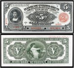 1909. Banco de Puerto Rico. 5 dólares. (Ed. PR26m, mismo ejemplar) (Ed. 31M, mismo ejemplar) (Filabo 32PR) (Pick 47). 1 de julio, Colón. Muestra SPECI...