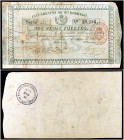 1862. Intendencia de Santo Domingo. 2 pesos fuertes. (Ed. SD2) (Ed. 2) (Filabo 2SD) (Pick. 47). 1 de mayo. Serie B. Sobrecarga en reverso. "CONTADURIA...