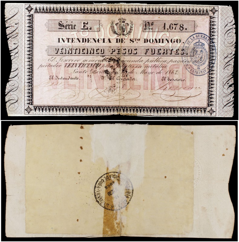 1862. Intendencia de Santo Domingo. 25 pesos fuertes. (Ed. SD5) (Ed. 5) (Filabo ...