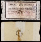 1862. Intendencia de Santo Domingo. 25 pesos fuertes. (Ed. SD5) (Ed. 5) (Filabo 5SD). 1 de mayo. Serie E. Sobrecarga en reverso. "CONTADURIA GRAL. DE ...