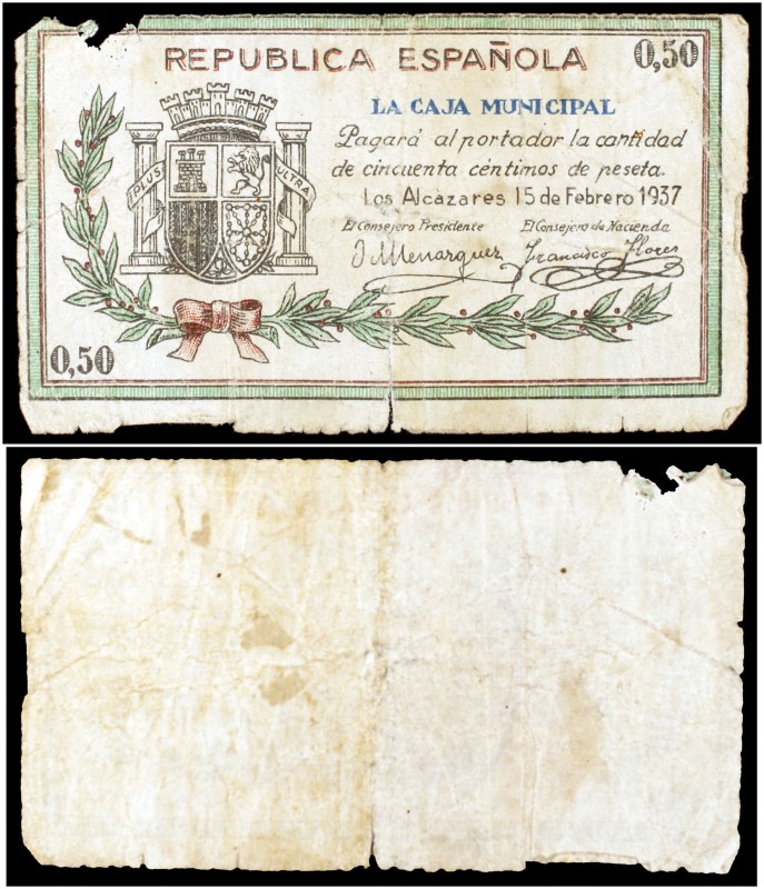 Los Alcázares (Murcia). La Caja municipal. 50 céntimos. (C. 22) (KG. 50). Rotura...