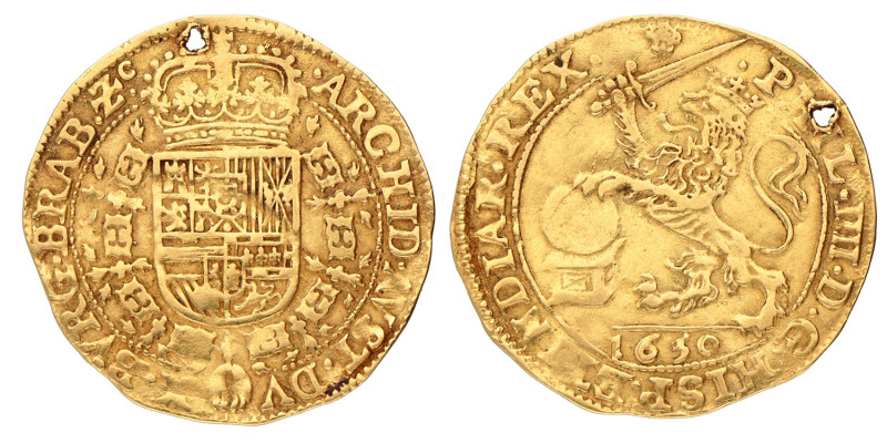 Soeverein. Brabant. Filips IV. 1650. Zeer Fraai -.
Met gat. Vanhoudt 638 BS. 5,...