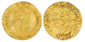 Gouden Kroon of Couronne d'or. Henegouwen. Albert van Beieren. ND (1389 - 1404). Zeer Fraai.