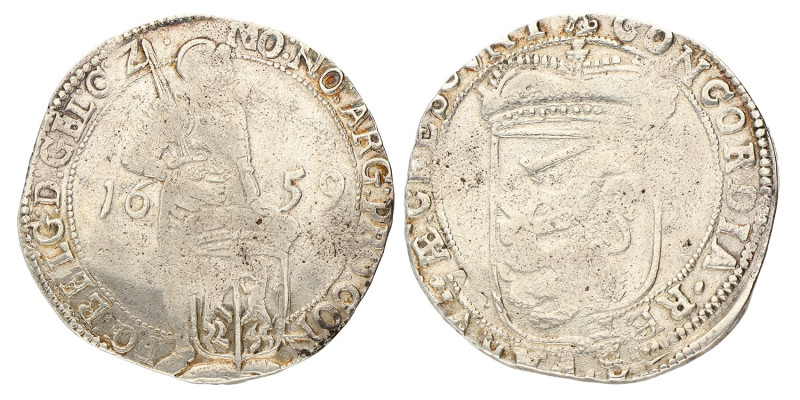 Zilveren dukaat. Gelderland. 1659. Fraai +.
Gepoetst. Az dubbel geslagen. CNM 2...