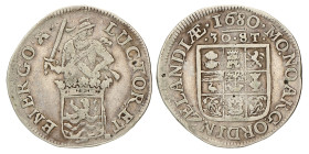 Daalder van 30 stuiver. Zeeland. 1680. Zeer Fraai.