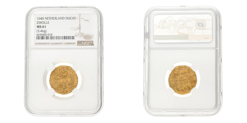 Gouden dukaat. Zwolle. Ferdinand II. 1646. MS 61.
NGC graded: 6634405-018. CNM ...