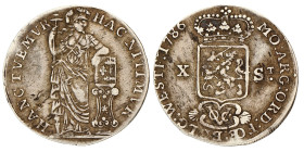Halve generaliteitsgulden van 10 stuiver. V.O.C. (West-Friesland). 1786. Zeer Fraai.
